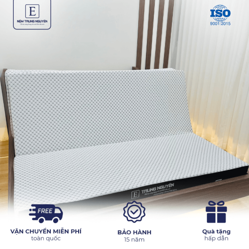 Nệm Cao Su Non Gấp 3 Massage Trung Nguyên, Memory Foam Kết Hợp Cao Su Non
